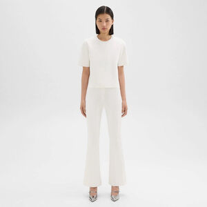 Theory plated high waist White Wide Leg Flare Trouser Dress Pant stretch sz 2 XS